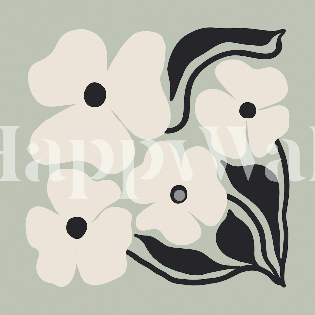 Floral design wallpaper in a room