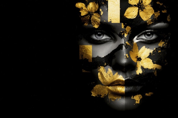 Golden Floral Face Art