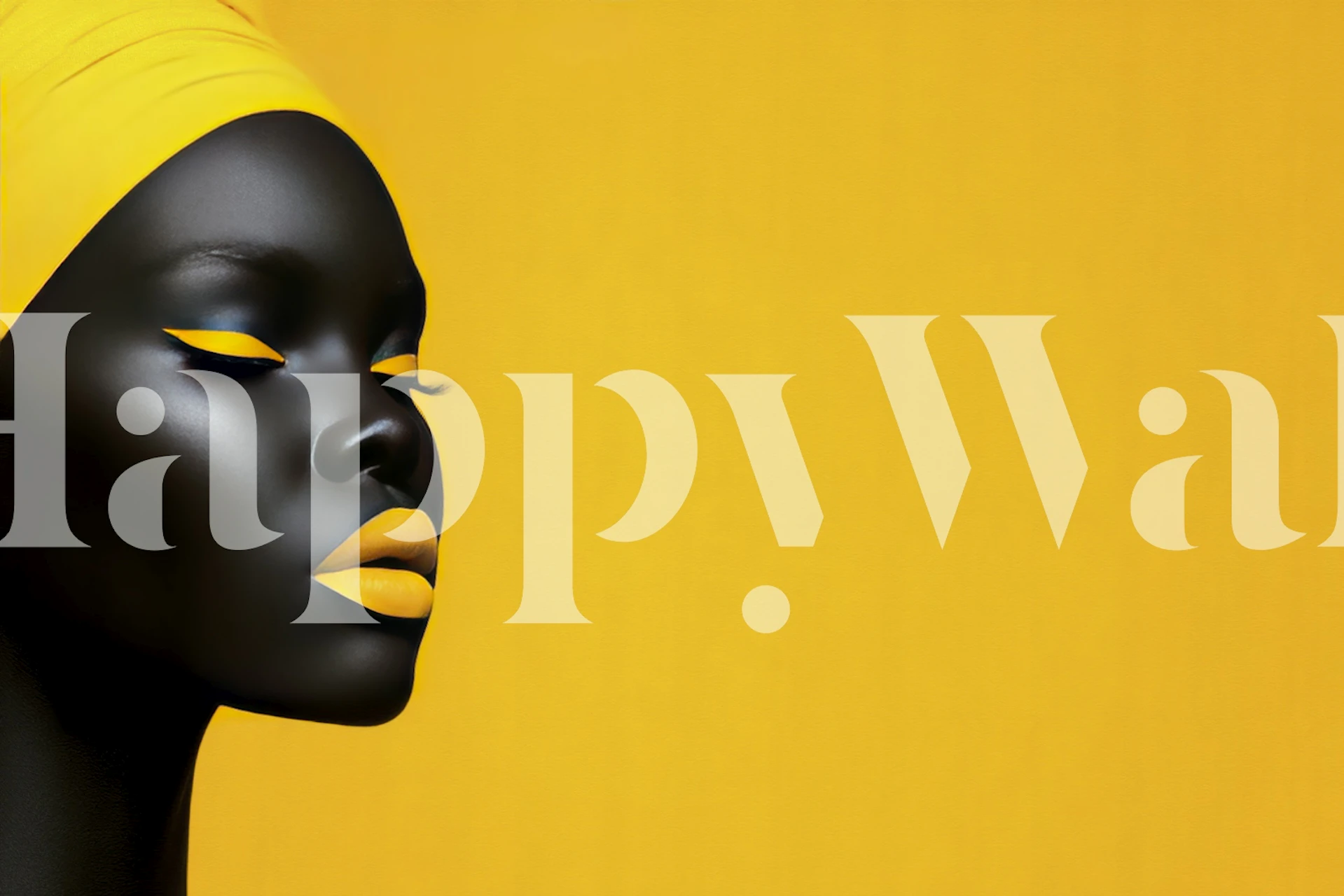 Yellow and black portrait wallpaper featuring a woman's profile