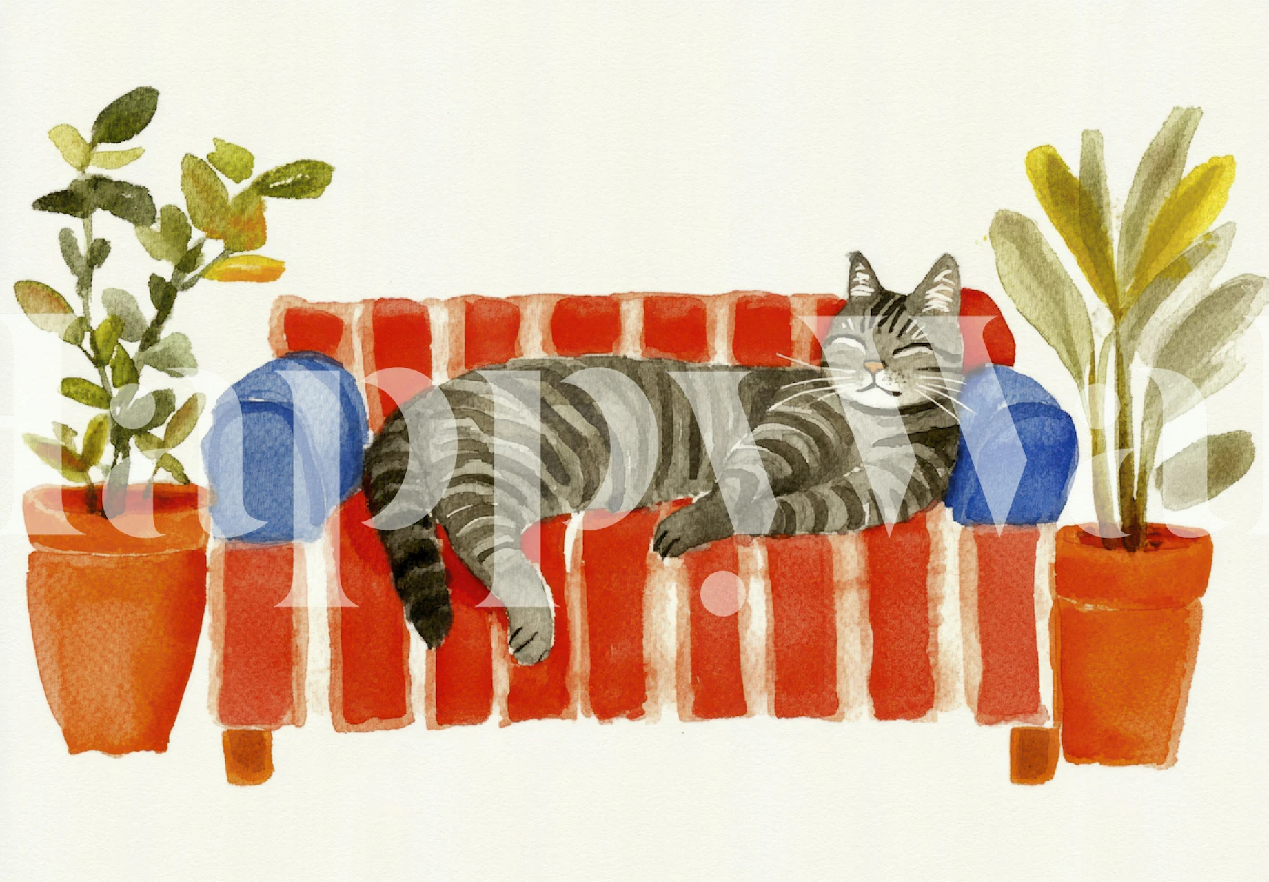 Charming Cat Lounging su un divano carta da parati