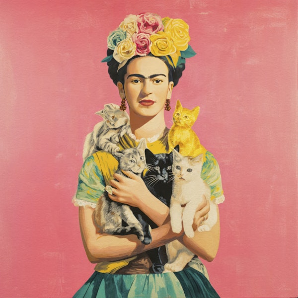 Rose Crowned Mexican Diva with Kittens