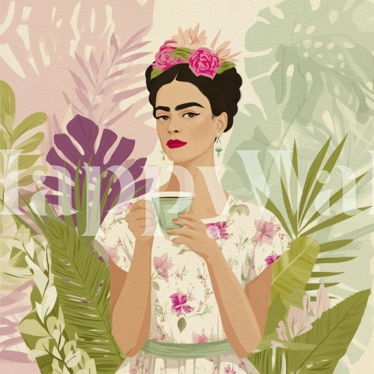 Exotic Botanical Mexican Beauty wallpaper in a room