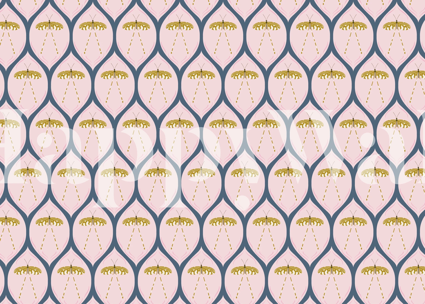 Design de papier peint Pretty in pink bug présenté dans une pièce