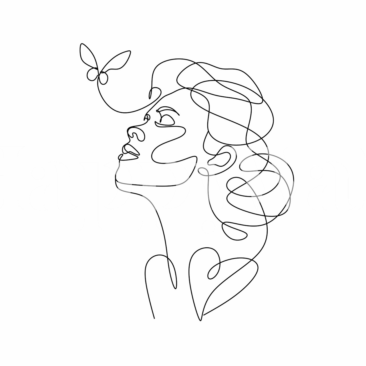 Elegant line art woman wallpaper design