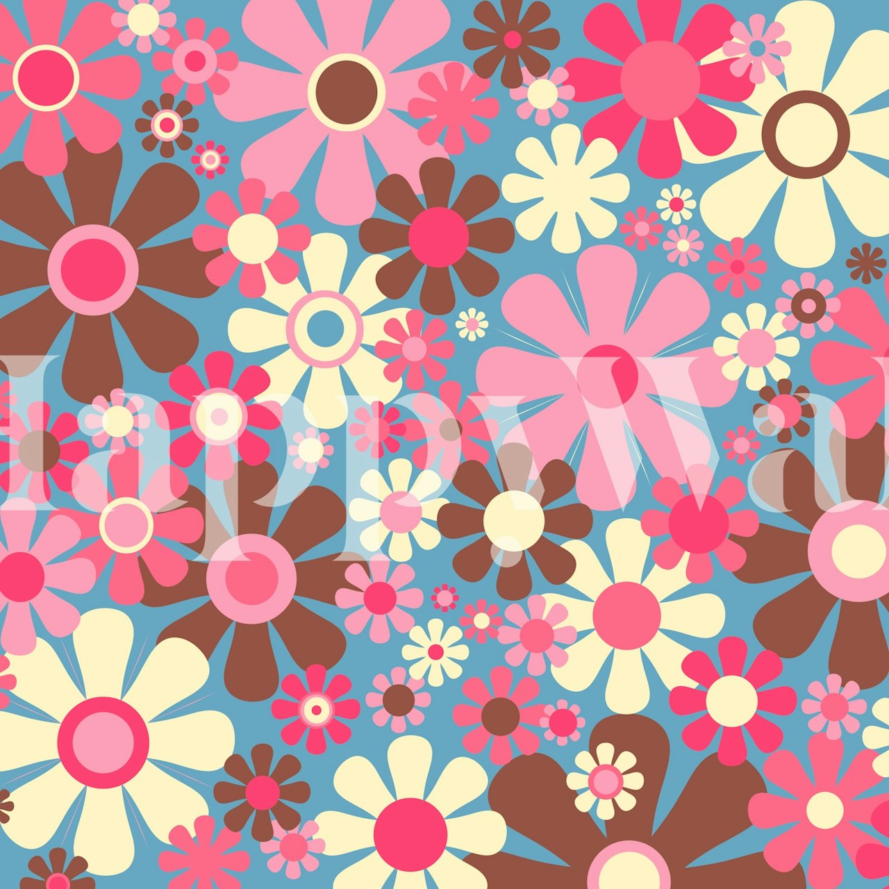 Retro floral cheerful garden wallpaper in a room