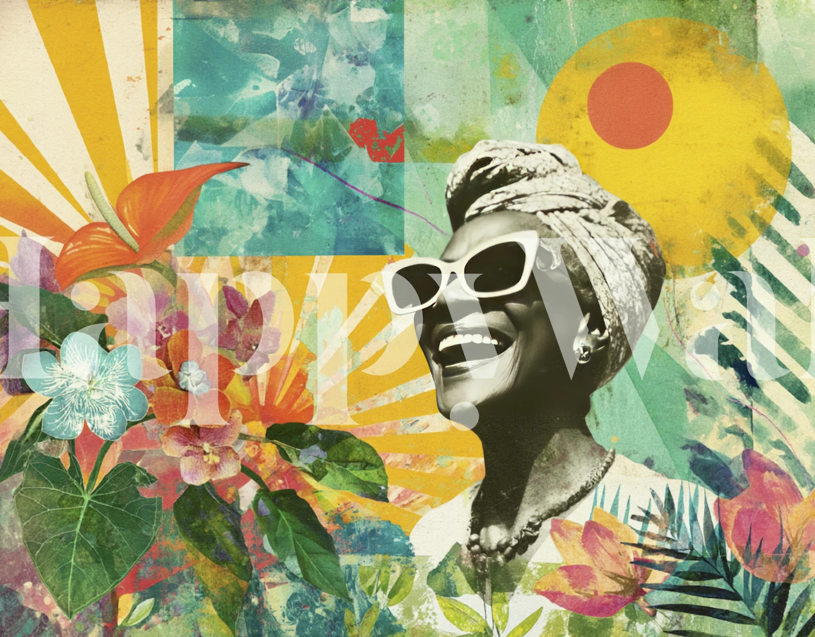 Radiant Retro Vibes Black Diva wallpaper in a room