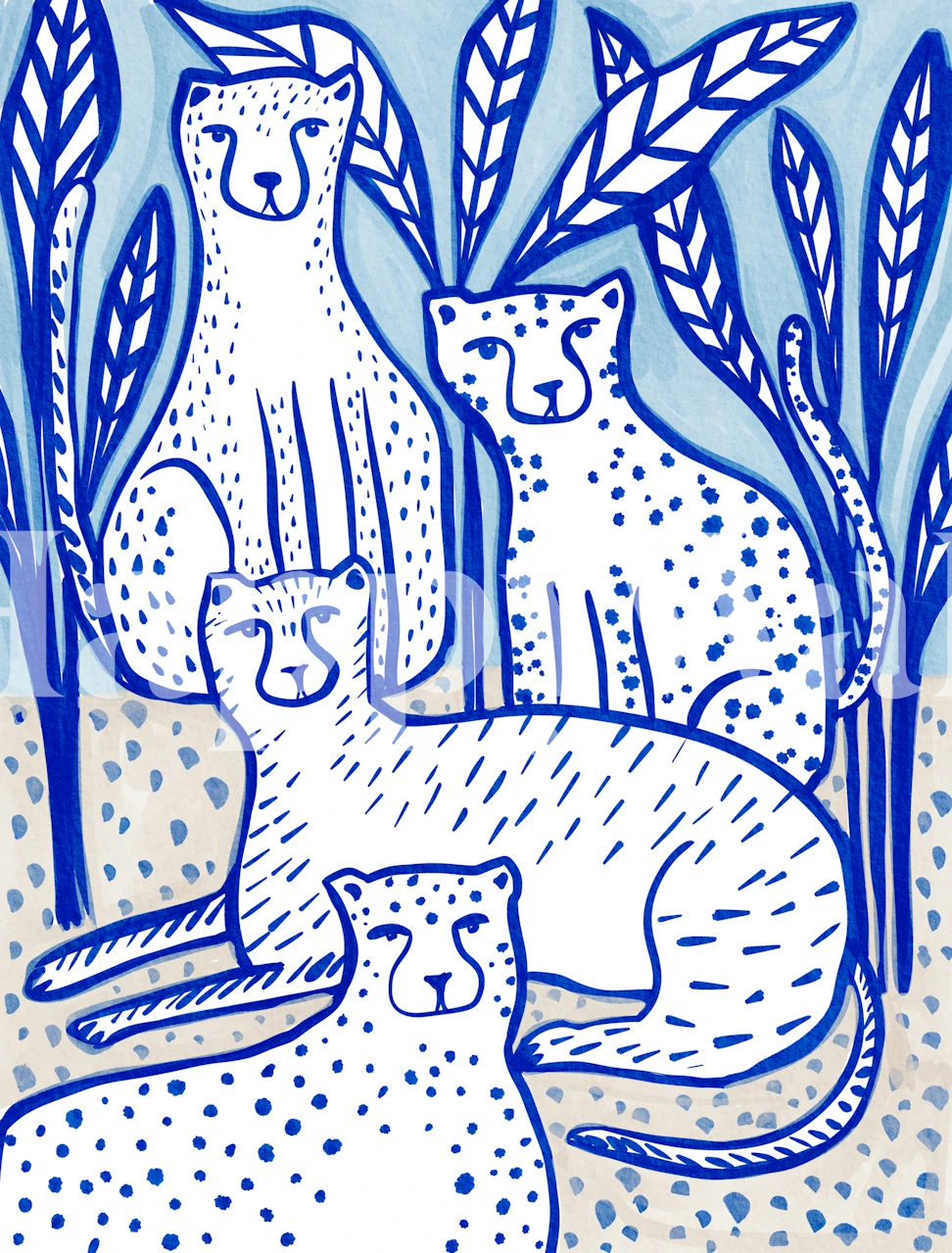 Cheetah Jungle Oasis wallpaper design