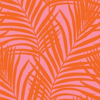 Exotic Tropical Leaves - Orange Pink papel de parede