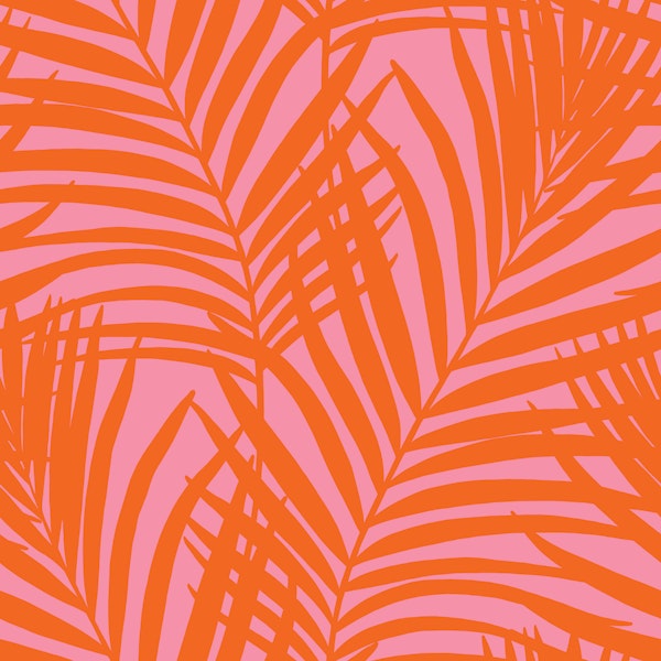 Exotic Tropical Leaves - Orange Pink