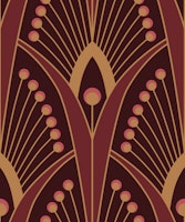 M geometric art deco peacock feathers syrah tapete