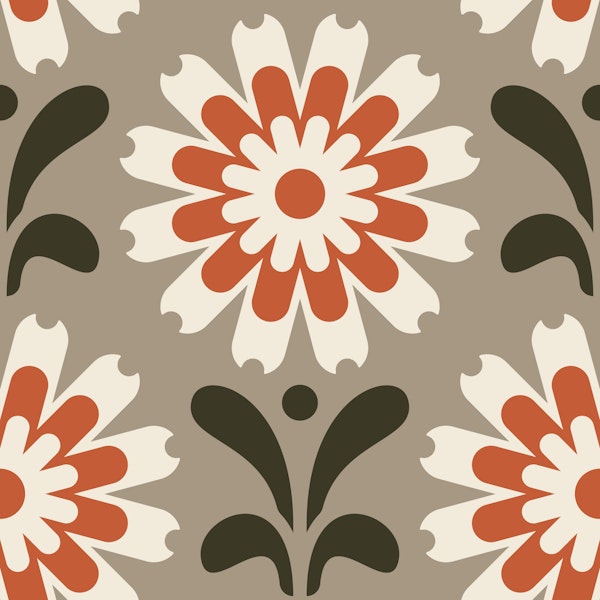 Rustic Daisy Harmony in Beige Red - S