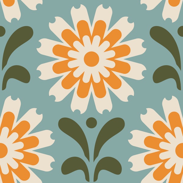 Rustic Daisy Harmony in Orange Blue - S