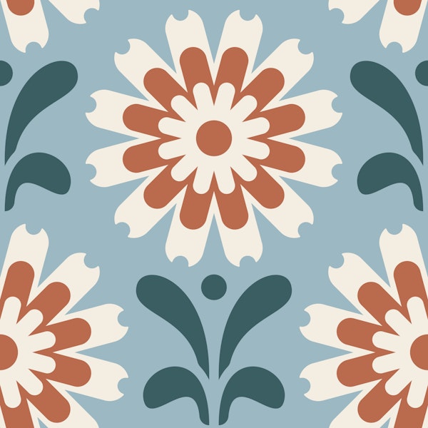 Rustic Daisy Harmony in Blue Red - S