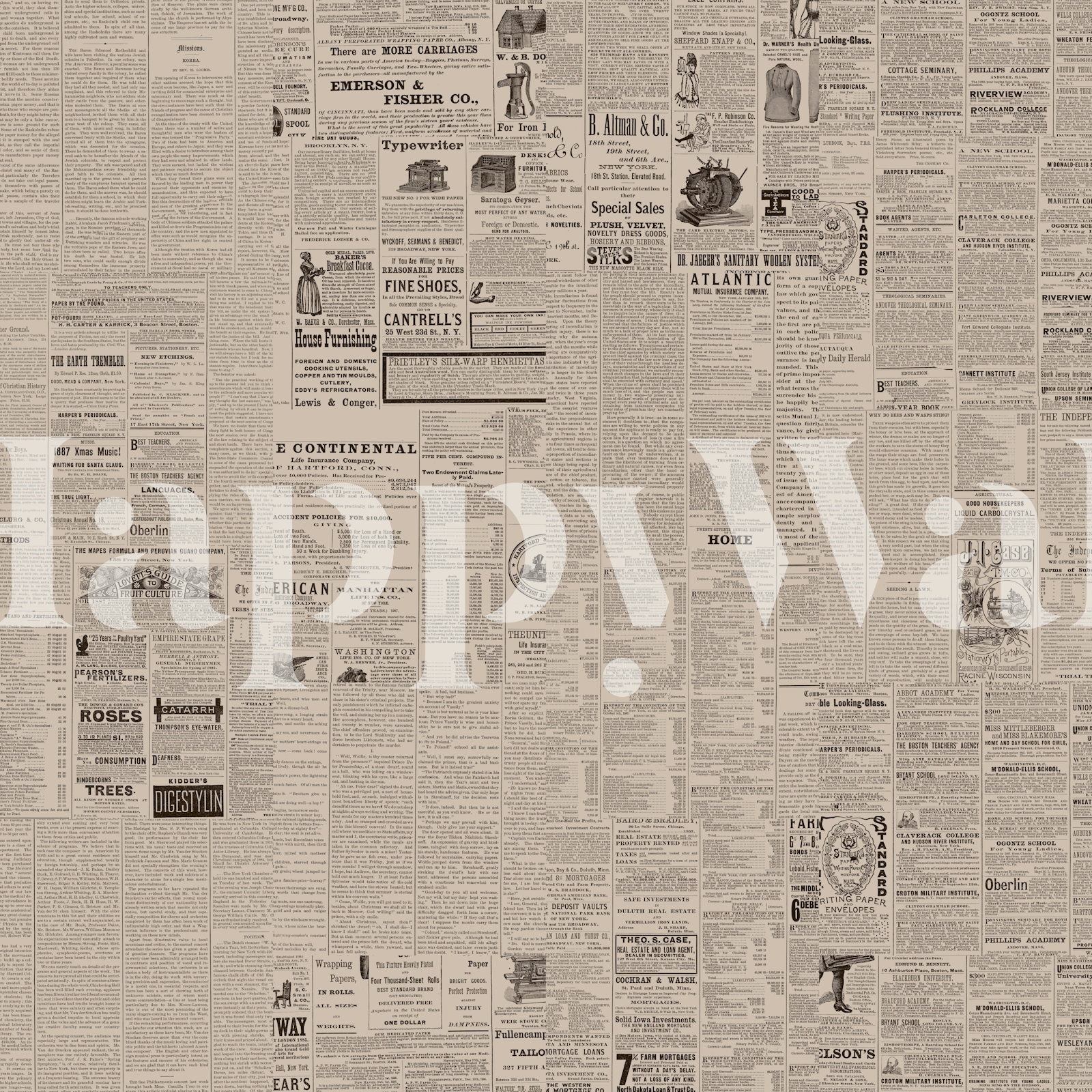 Old Newspaper Texture in sepia - Happywall, image size:1600x1600