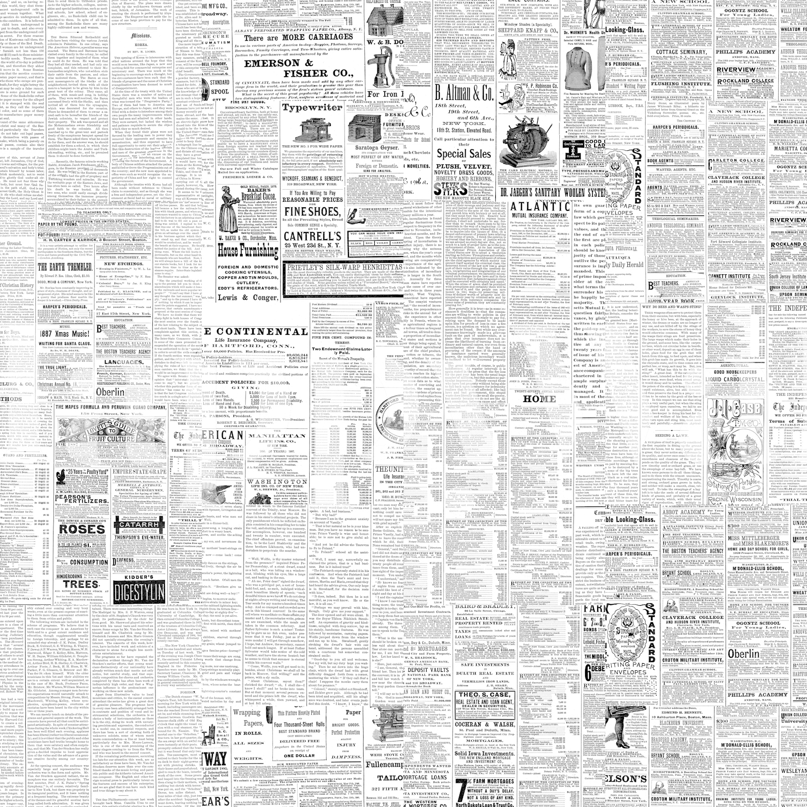 Vintage Newspaper Print Wallpaper for Interiors, image size:1600x1600