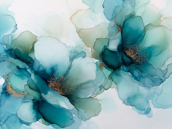 Blue Mist Ink Flowers