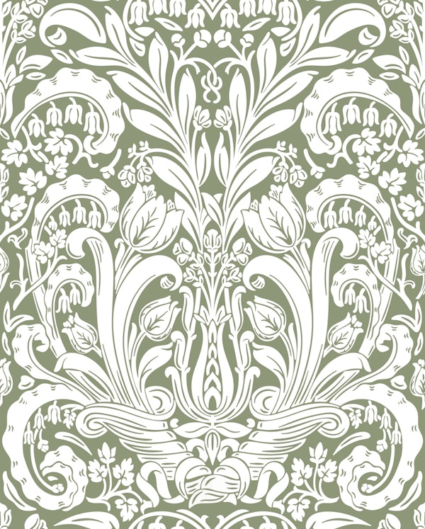 Tulip Damask on Sage Green