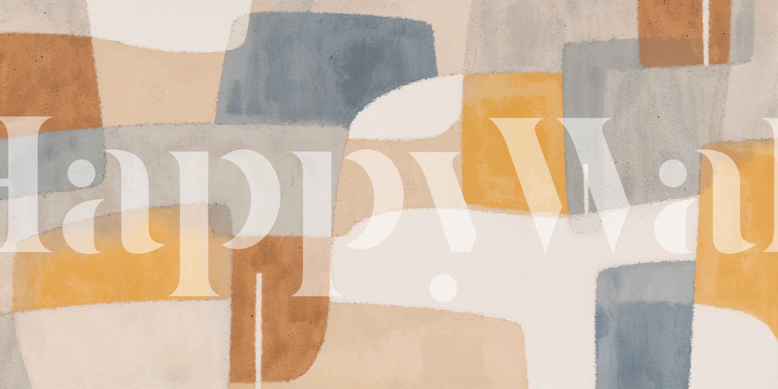 Abstrakte Formen in Beige, Blau und Gelb auf Wallpaper