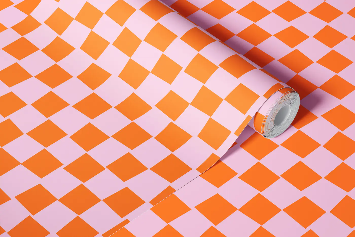 Playful Tiles orange and pink wallpaper roll