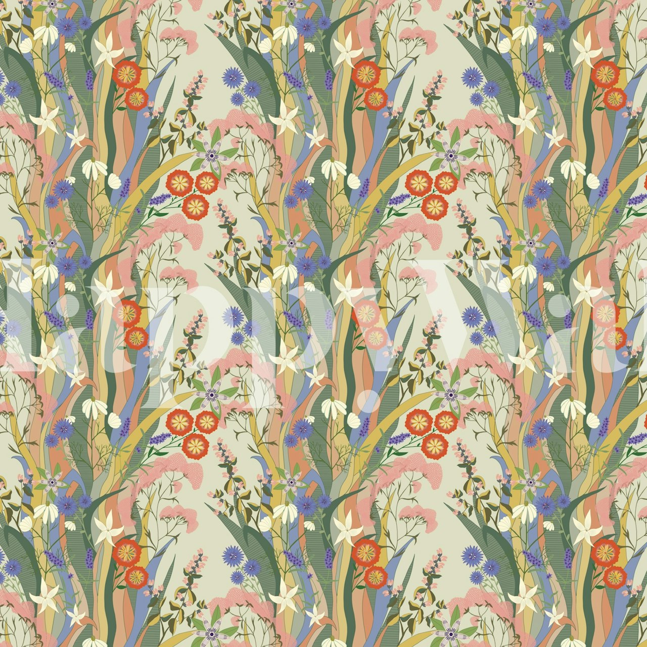 Design de papel de parede floral em um ambiente