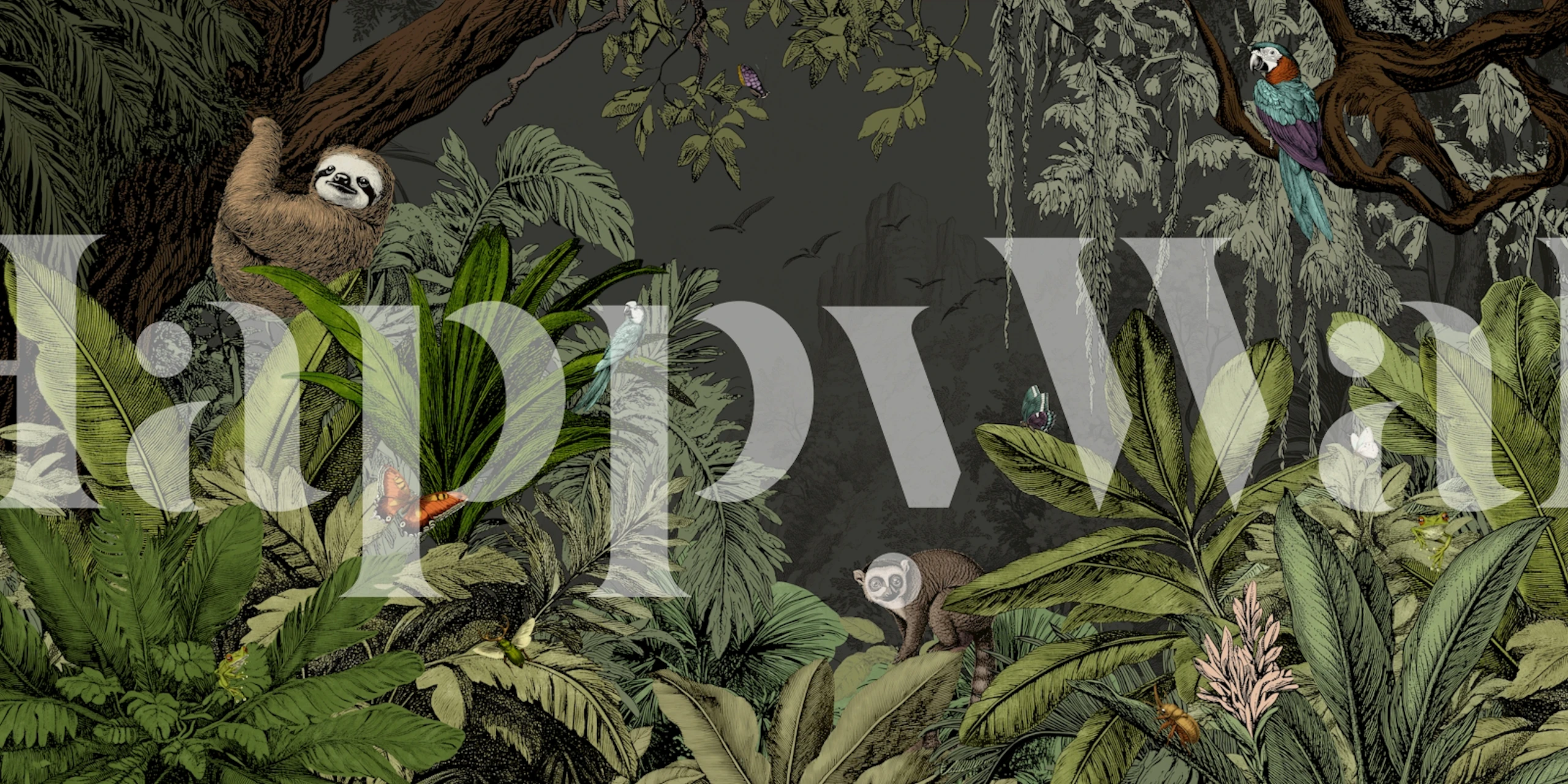 Jungle Vista - Night wallpaper in een kamer