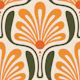 Art Deco Floral Waves in Orange Green - S