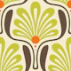 Art Deco Floral Waves in Green Brown - L