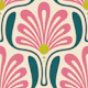 Art Deco Floral Waves in Pink Green - S