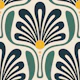 Art Deco Floral Waves in Green - S