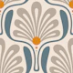 Art Deco Floral Waves in Beige Blue - L