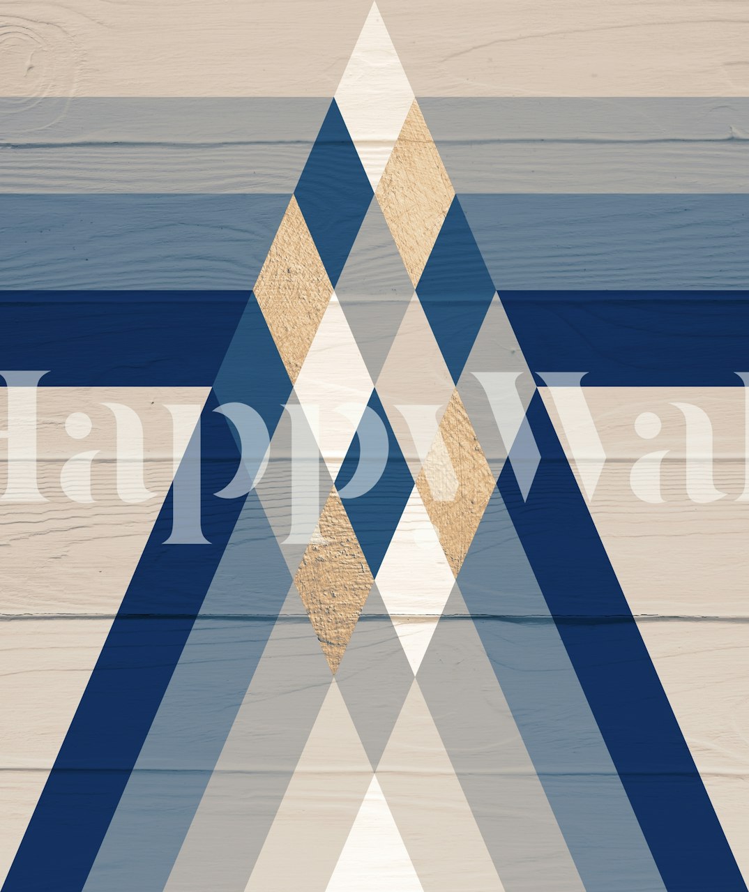 Geometric mountain design in blue and white colors wallpaper