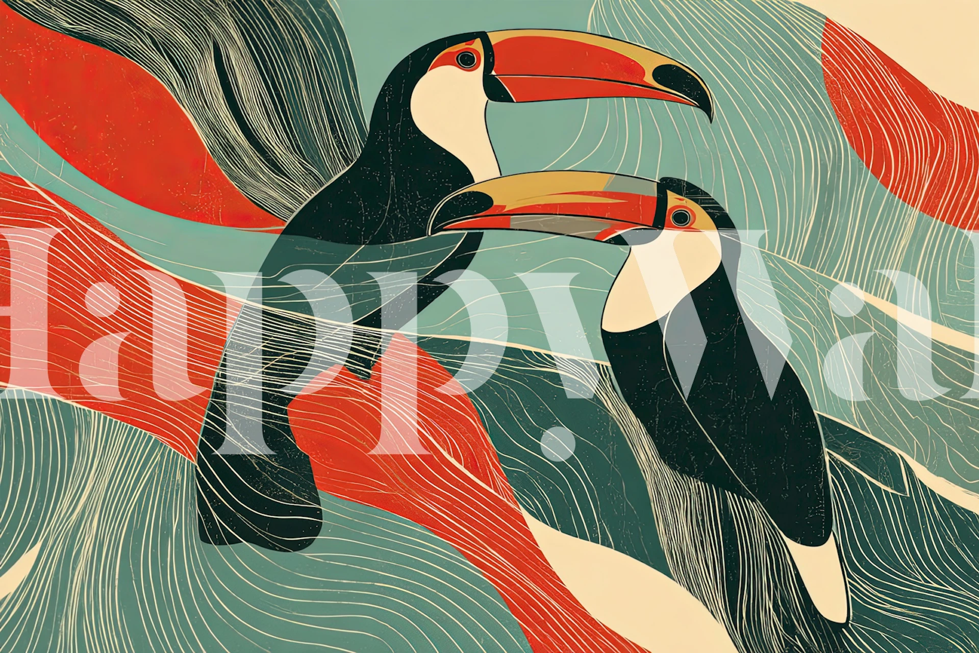 Tropical Elegance wallpaper with toucans