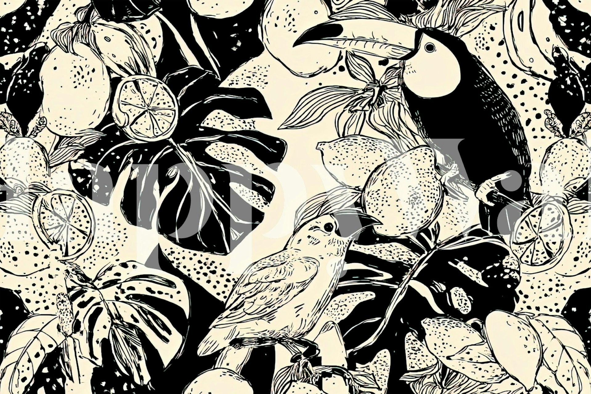 Jungle Symphony tapettisuunnittelu huoneessa