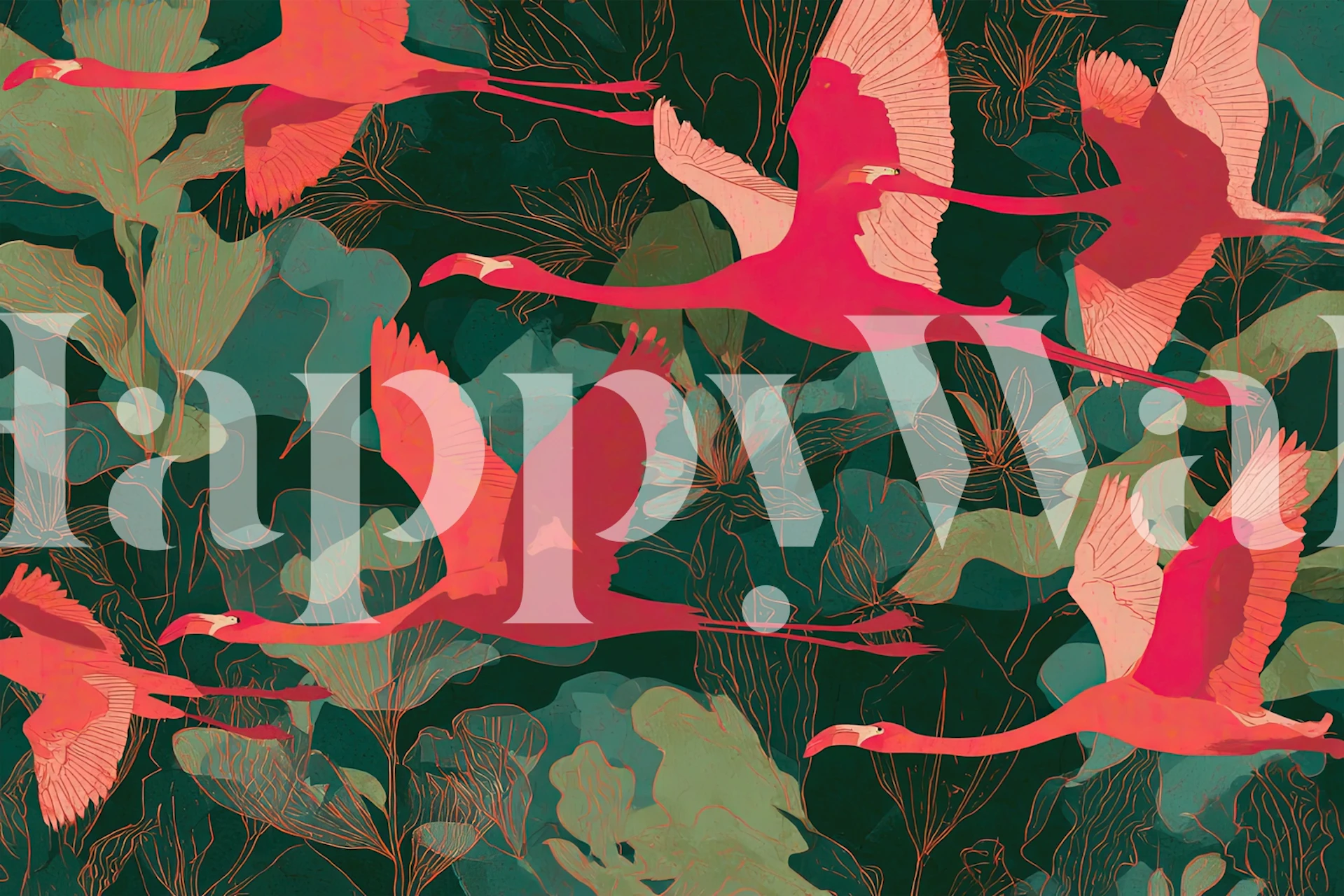 Flamingo Sanctuary wallpaper in a room