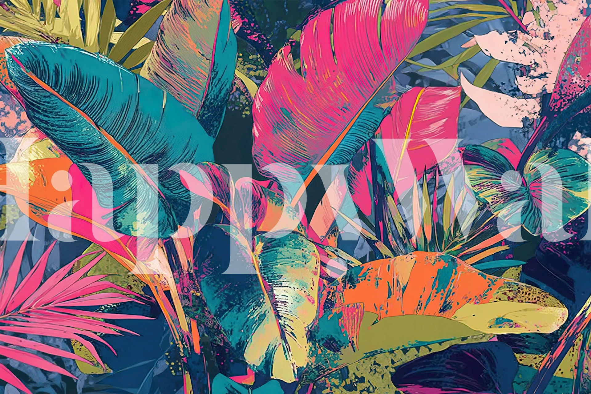 Tropical Neon Vibes wallpaper in a room