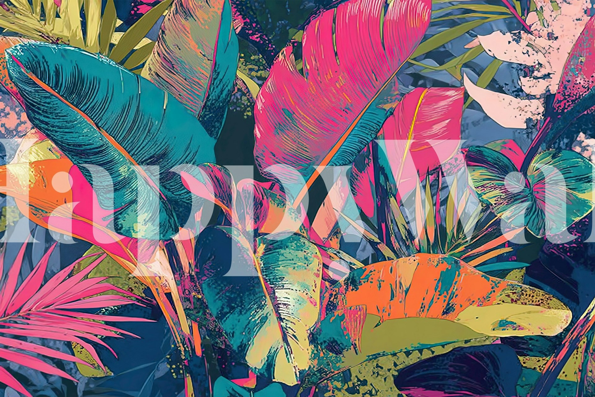 Tropical Neon Vibes wallpaper in a room