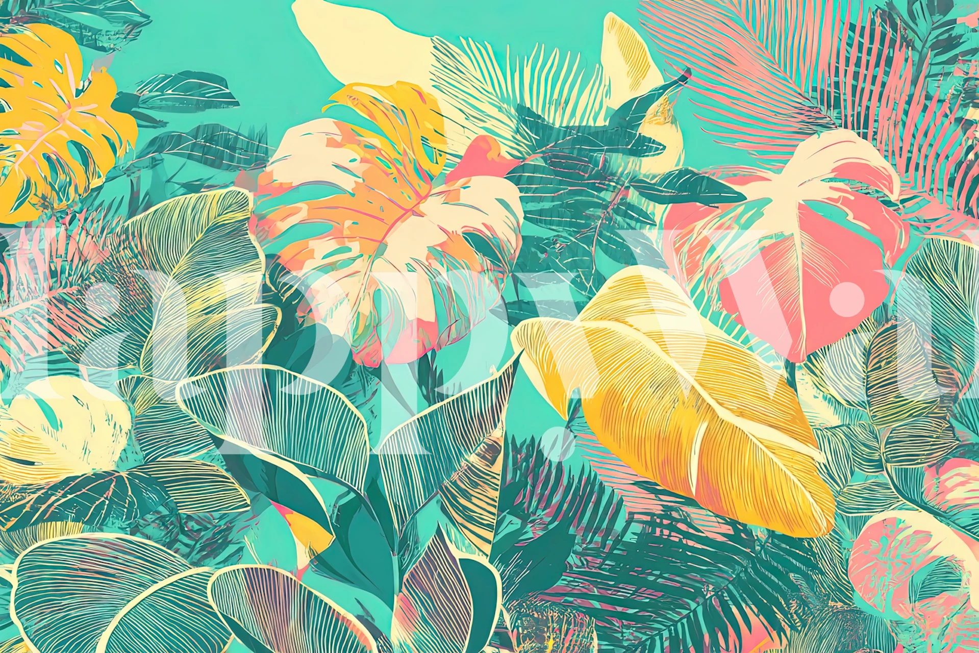 Tropical Turquoise Dreamscape wallpaper in a room