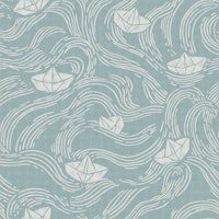 Paper Boats Wavy Stripes Sage tapeta