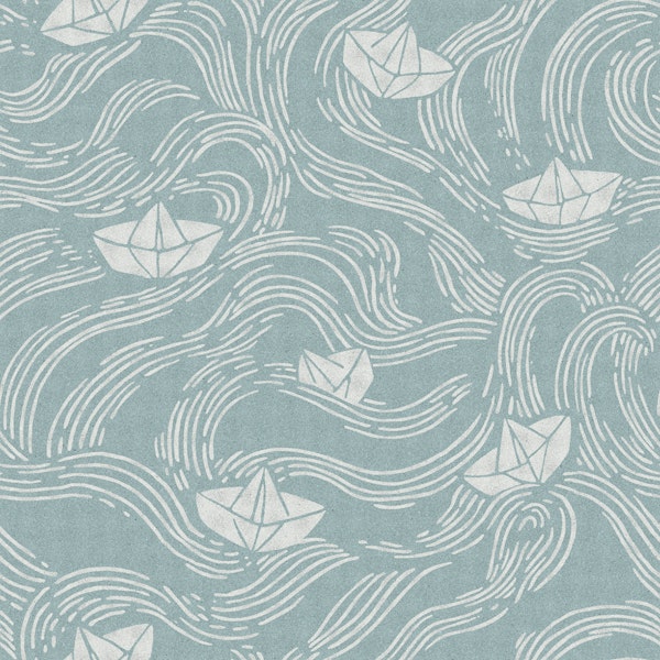 Paper Boats Wavy Stripes Sage