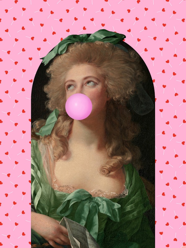 Whimsical Pink Bubble Gum Noble Portrait