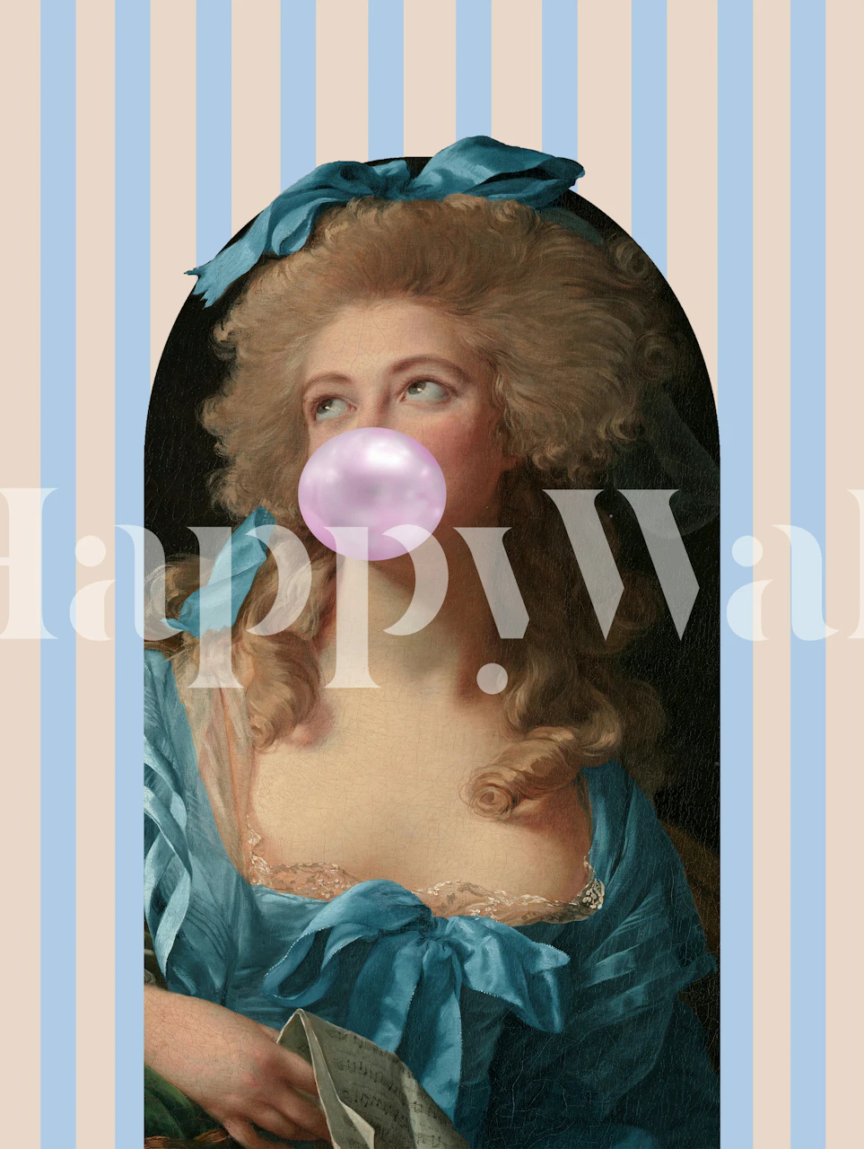 Retro Chic Bubblegum Portrait wallpaper in a room
