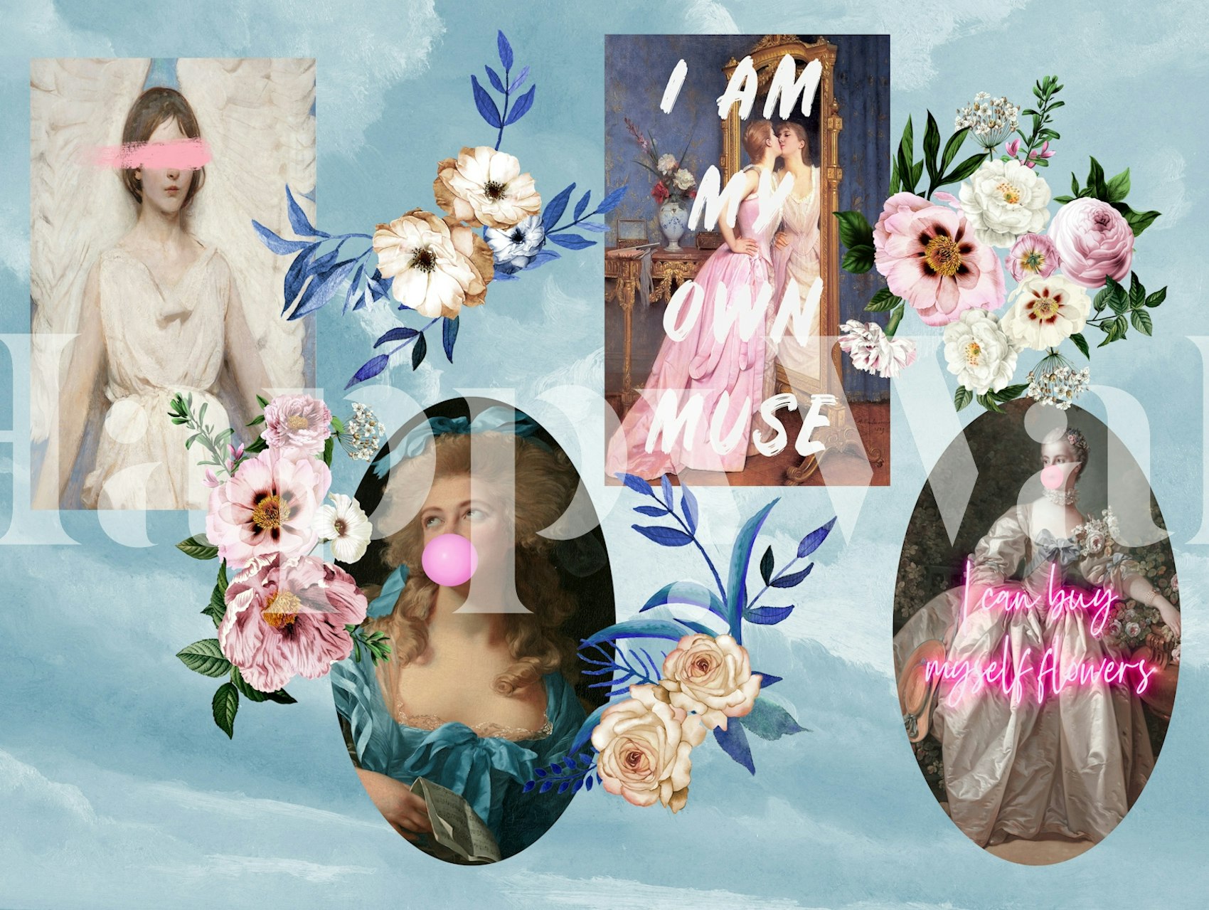 Papel tapiz Elegant Muse Collage en una habitación