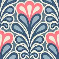 Vintage peony - lily blossoms blue pink tapete