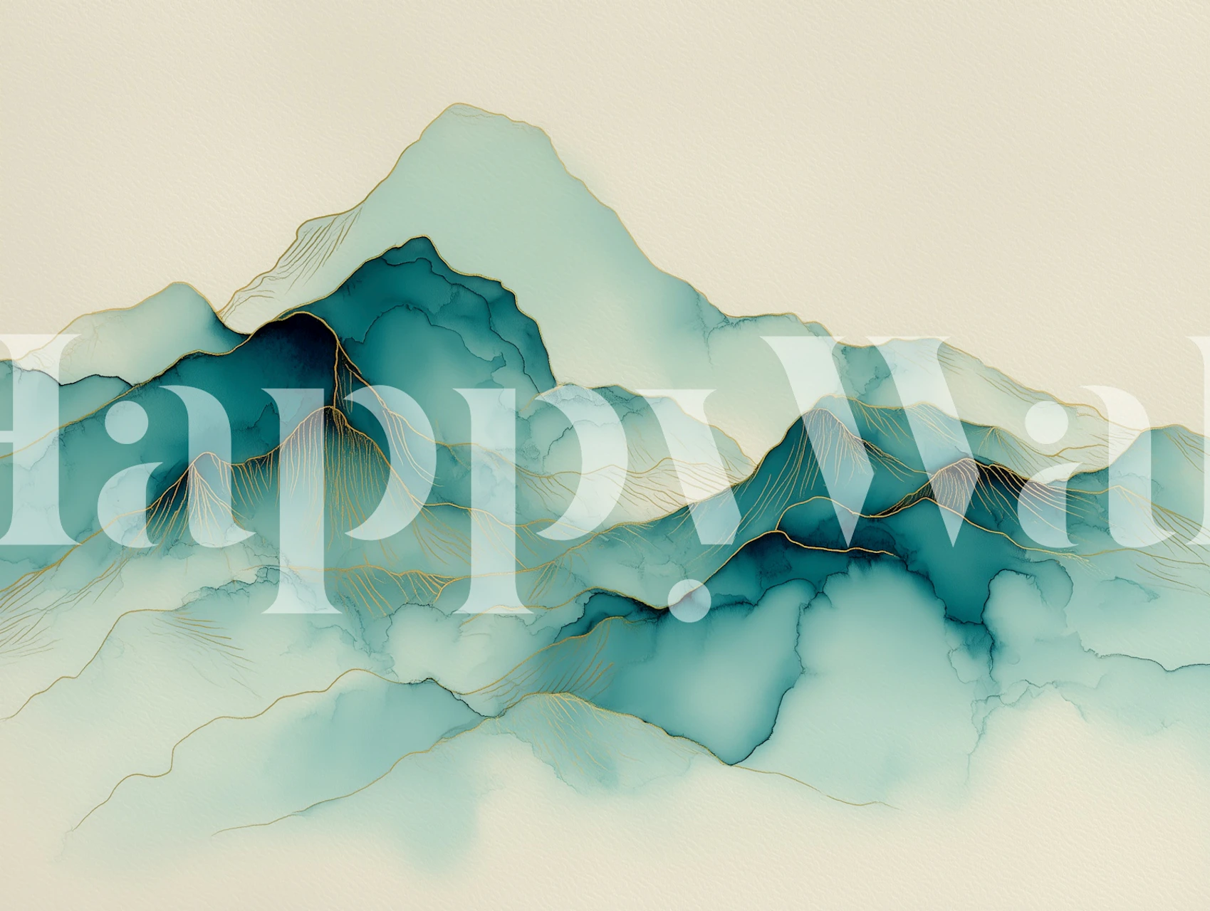 Papel de parede Aqua Mountain Serenity em um cômodo