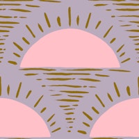 Rising Sun in Purple and Mustard Hand Drawn tapetit