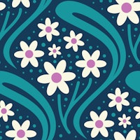 Vintage Daisy Fantasy in Teal - L ταπετσαρία