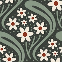 Vintage Daisy Fantasy in Smoky Green - L ταπετσαρία