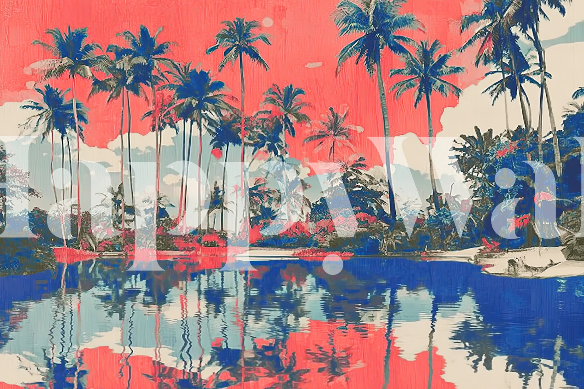 Papier peint Tropical Reflections dans une pièce
