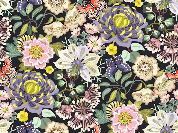 Dark florals - large scale