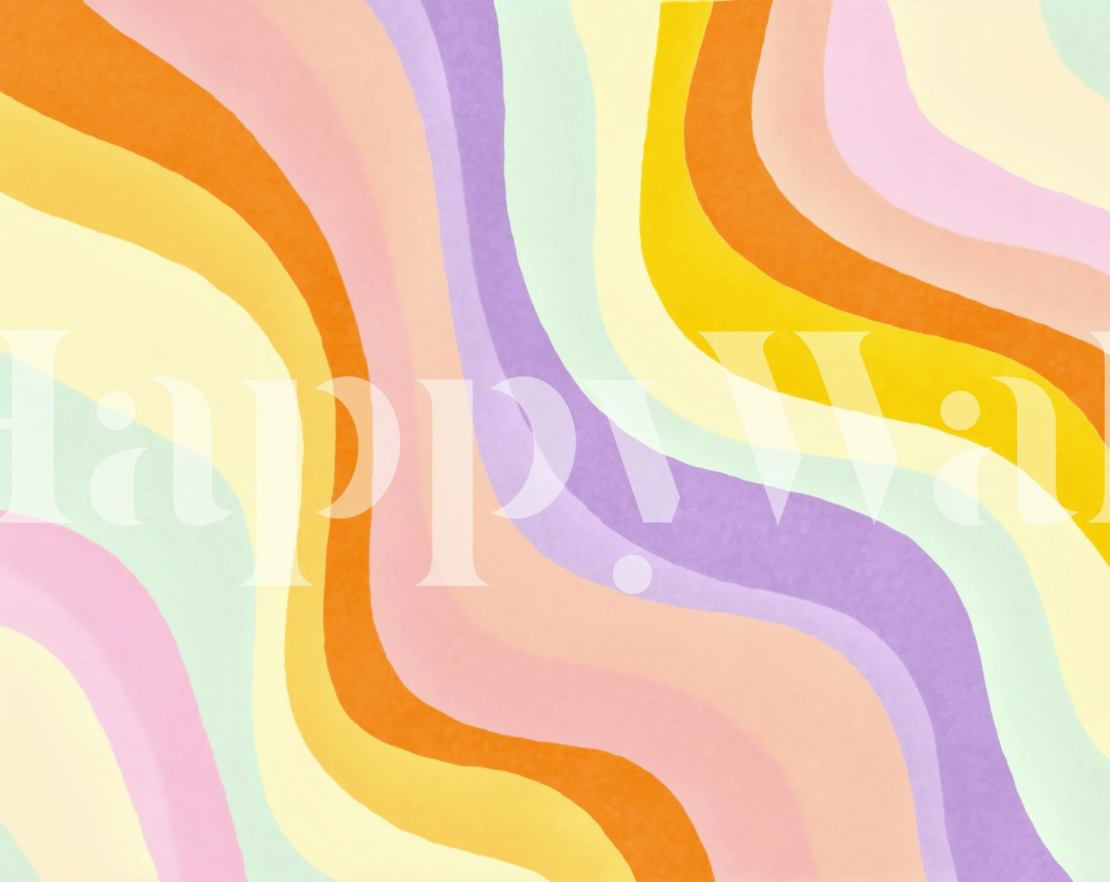 Pastel Groovy Retro Waves tapet vist i et rum
